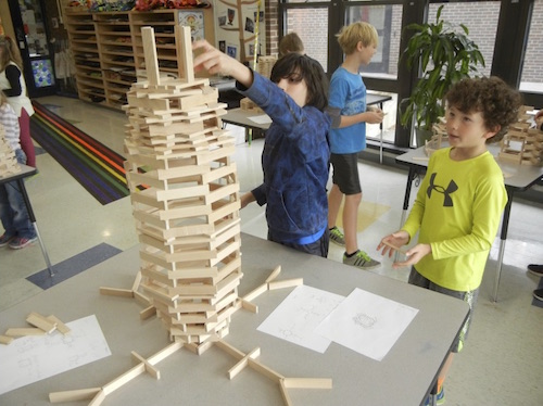 5th grade students at Little Harbour build plank structures