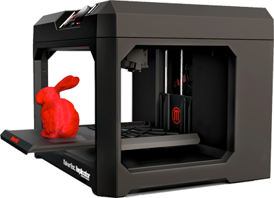 MakerBot with a 3D printed rabbit