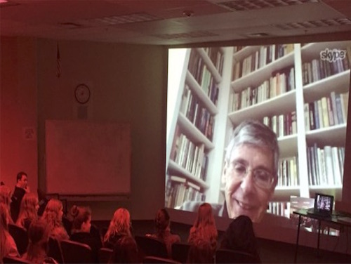 Skyping with Author Dr. Jackson Bryer at Portsmouth High School