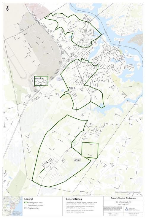 Map of Sewer Infiltration Study areas