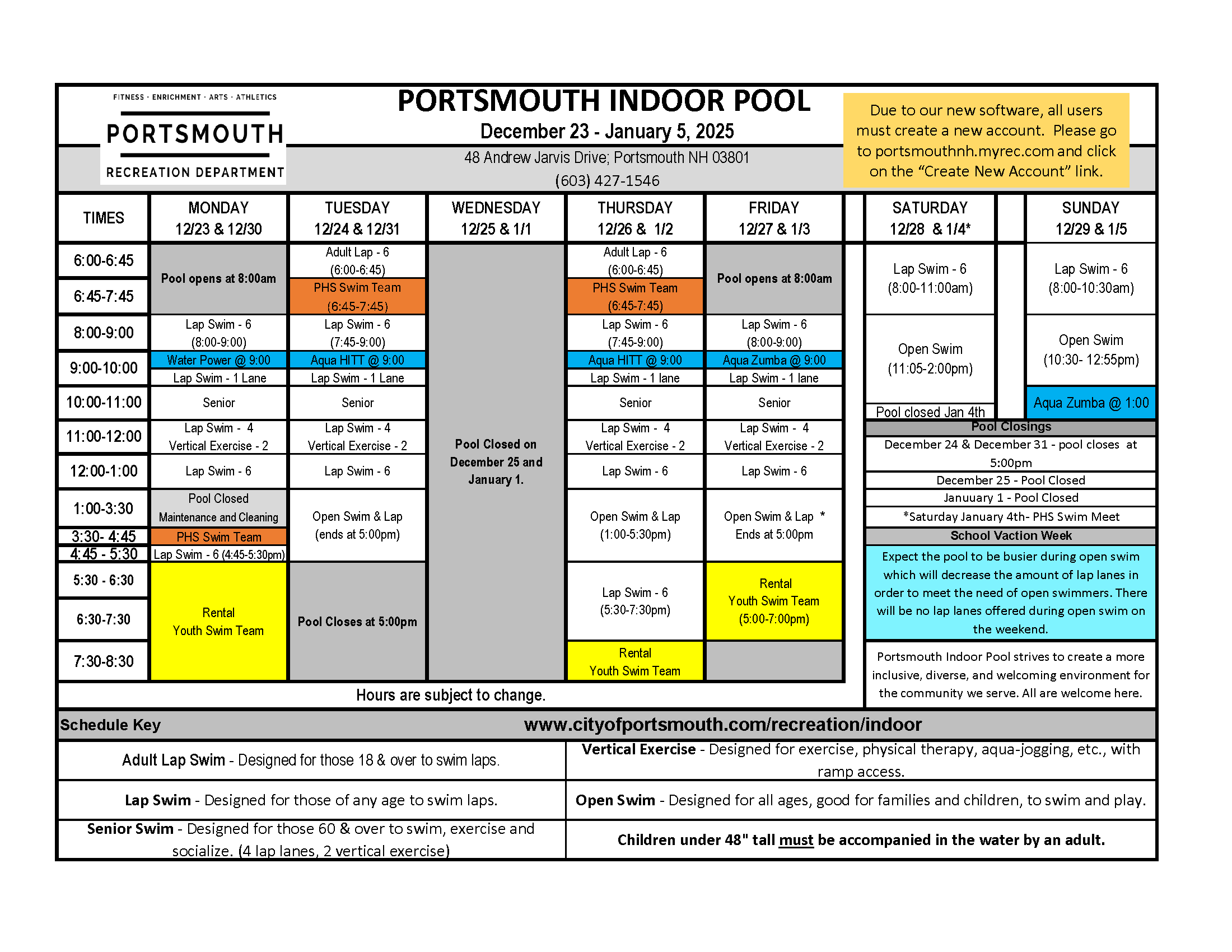 pool schedule