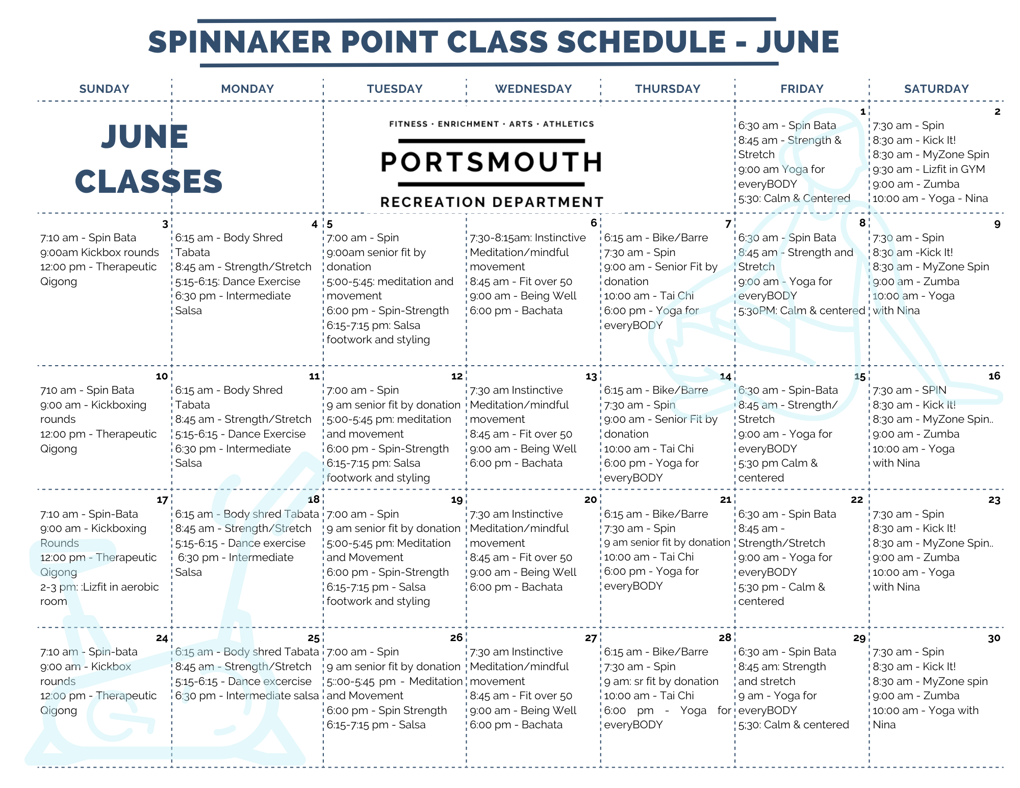 spin class schedule