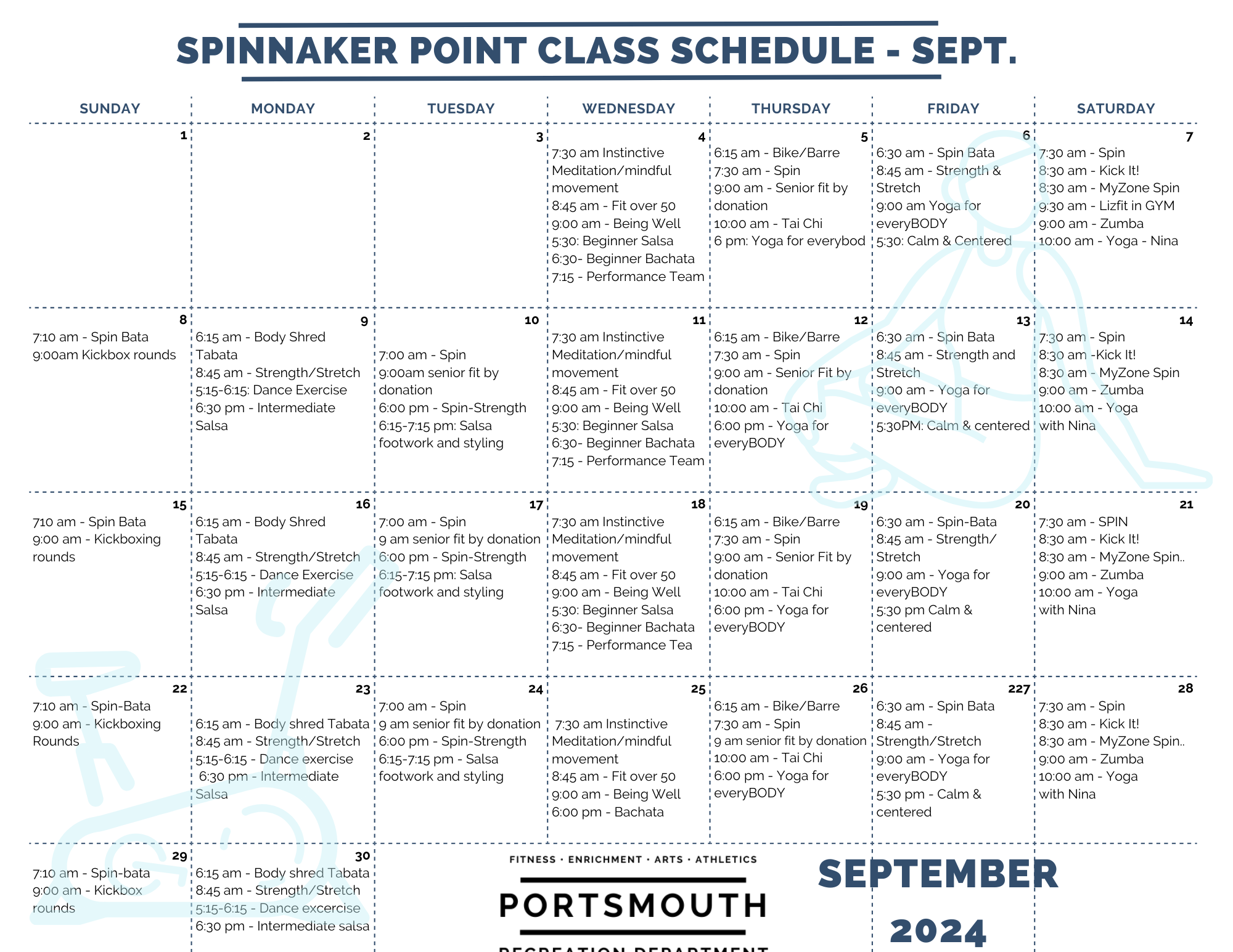 spin class schedule