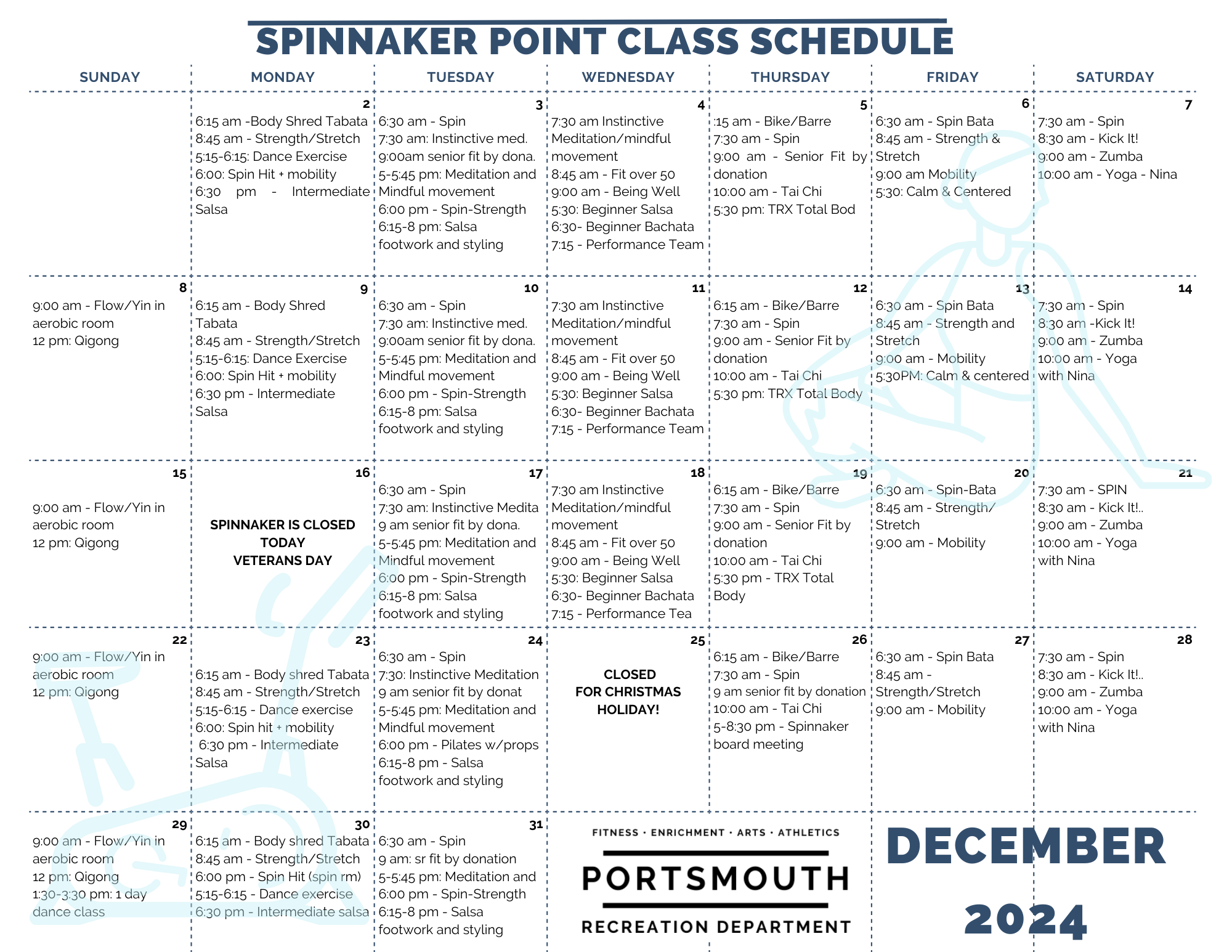 spin class schedule