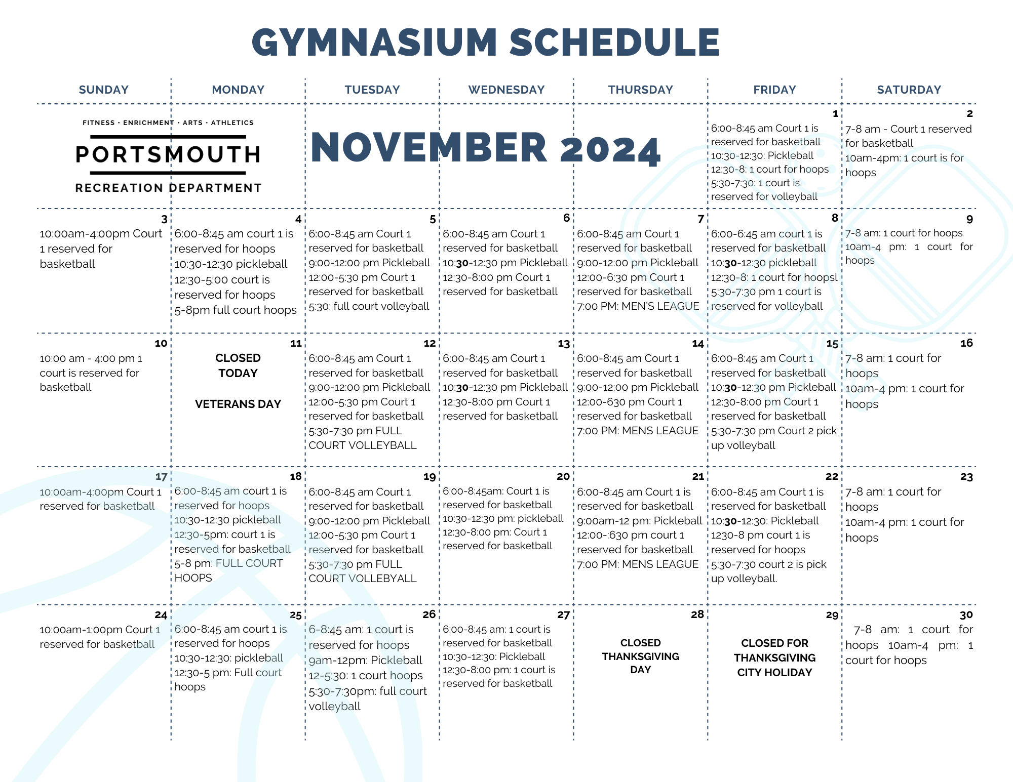 SP Open gym schedule