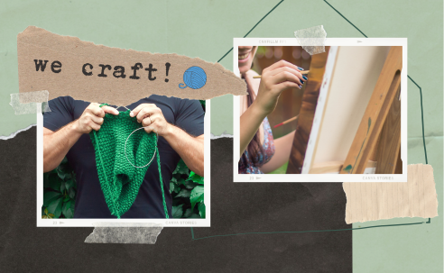 We Craft! Knitting hands and painting hands