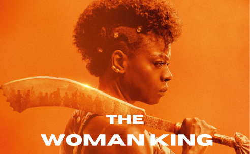 The Woman King Viola Davis Holding a Sword Orange Background