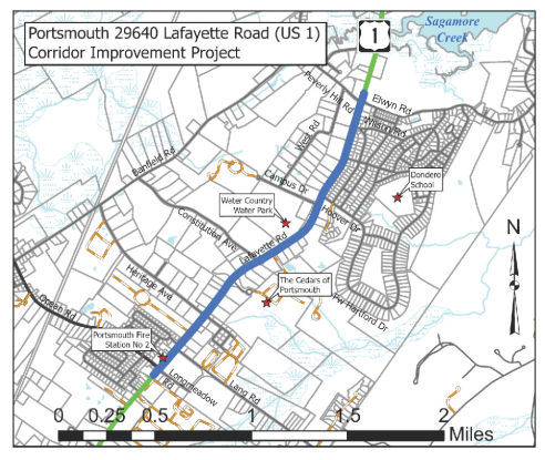 Map of the Project Area on Lafayette Road - US 1
