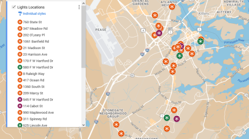 Holiday Lights Contest 2024 Winners Map