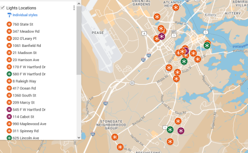 Holiday Lights Contest 2024 Winners Map